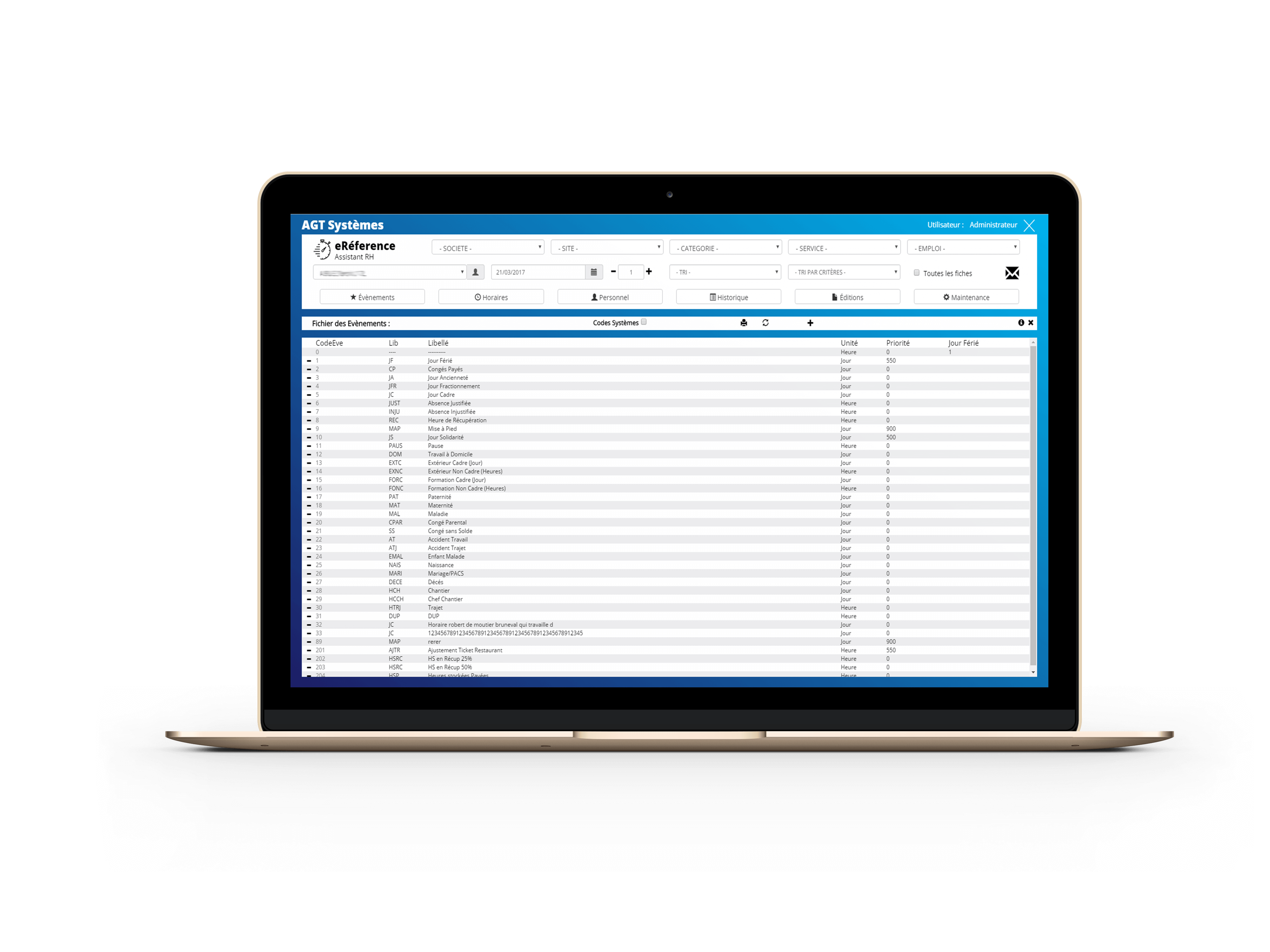 événement logiciel de gestion de temps