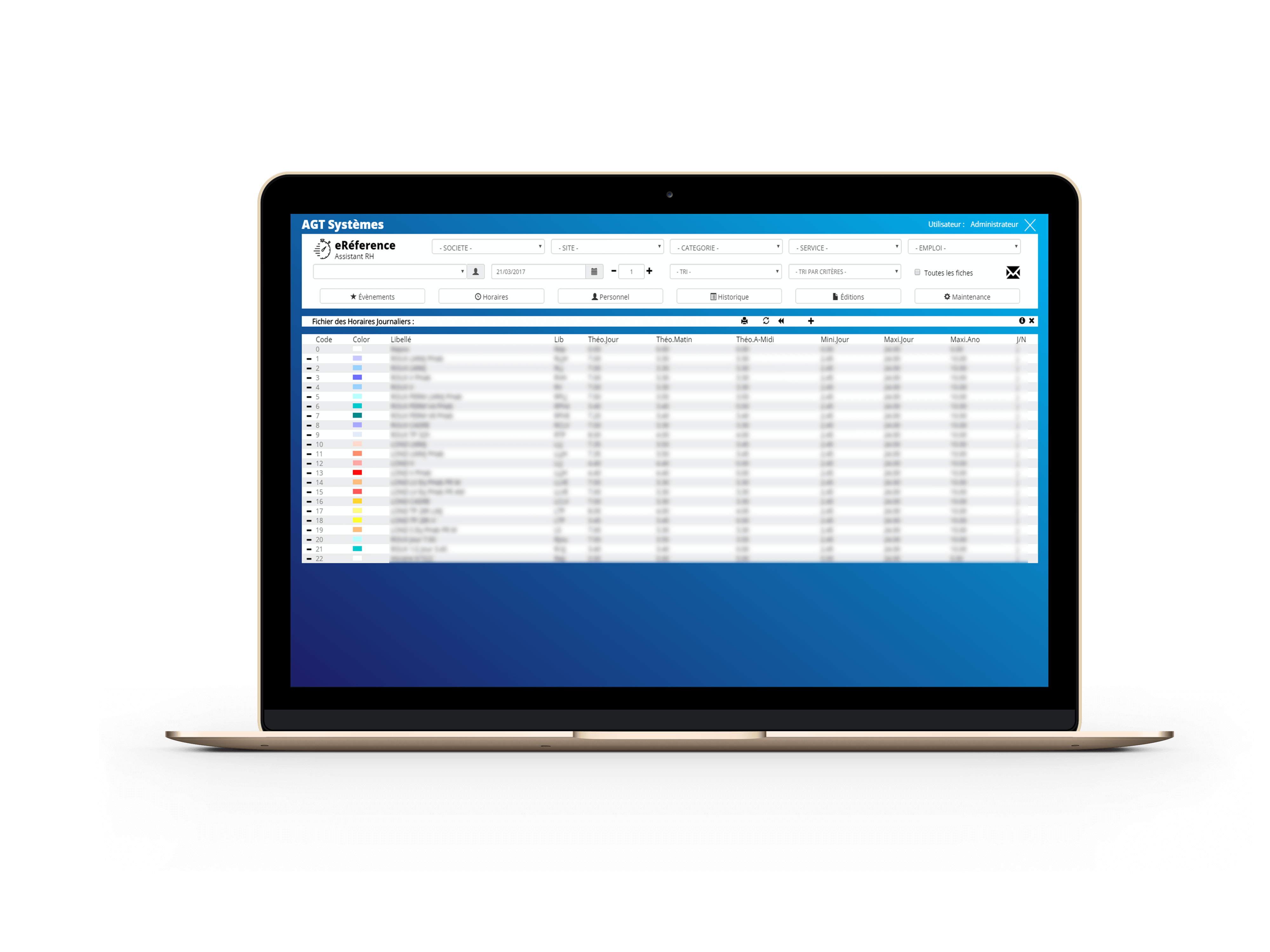 horaire logiciel de gestion de temps